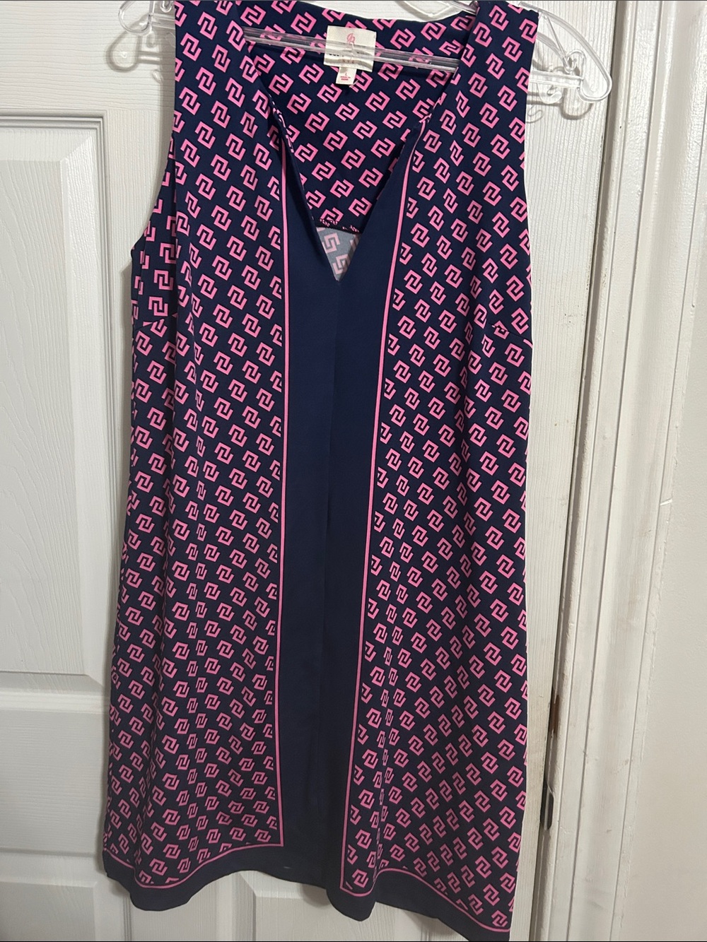 JB by Julie Brown Navy & Pink Geometric Midi Dress